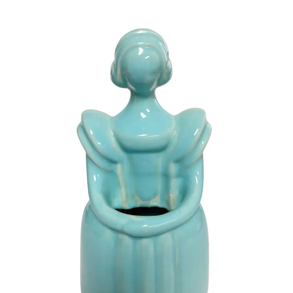Vintage Pacific 900 USA Victorian Girl Ceramic Art Deco Decorative Vase